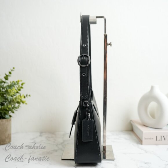 NWT Coach CAA92 Eliza Shoulder Bag With Zipper Closure Refined Leather Black - Picture 7 of 14